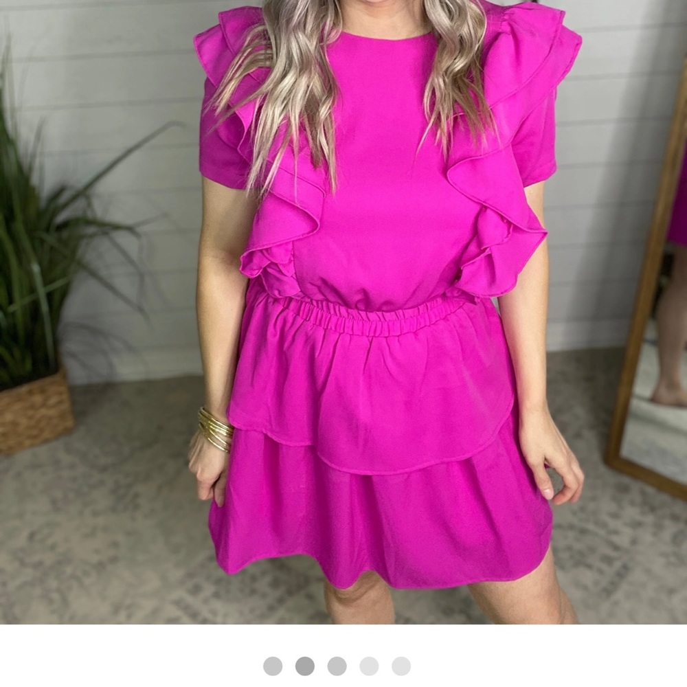 Magenta Ruffled Dress - Picture 5 of 6